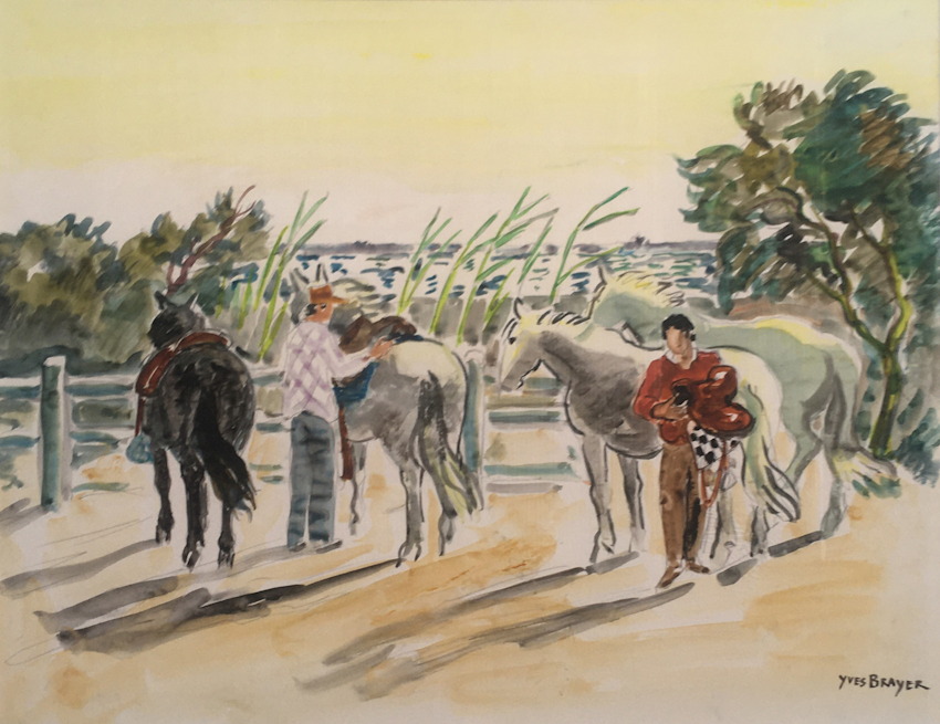 Yves Brayer - Retour de promenade - Camargue - 1984