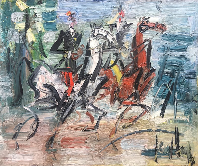 Gen-Paul Cavaliers dans un sou-bois huile sur toile